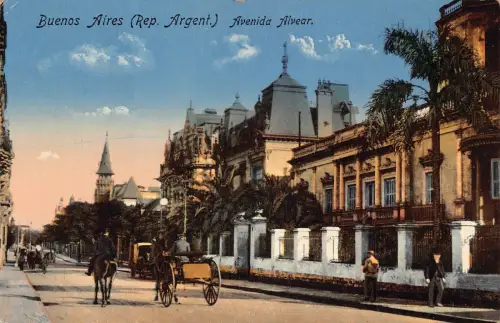 A667 Argentinien Buenos Aires Avenida Alvear Wagen Vintage Postkarte