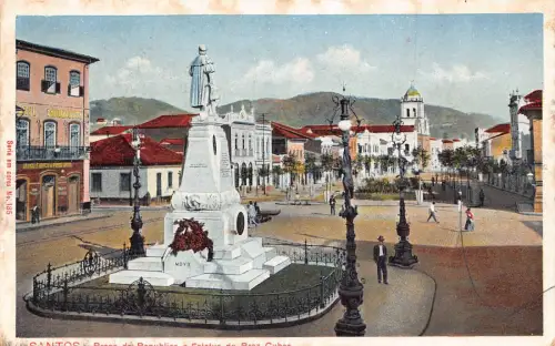 A667 Brasilien Santos Prasa da Republica e Estatua de Braz Cubas Postkarte