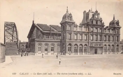 A676 Frankreich Calais Gare Bahnhof Südseite Vintage Postkarte