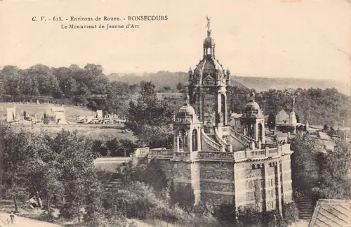 A681 Frankreich Bonsecours Denkmal von Jeanne d'Arc Vintage Postkarte