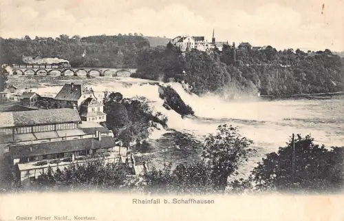 A685 Schweiz Rheinfall b Schaffhausen Dampfzugbrücke Vintage Postkarte