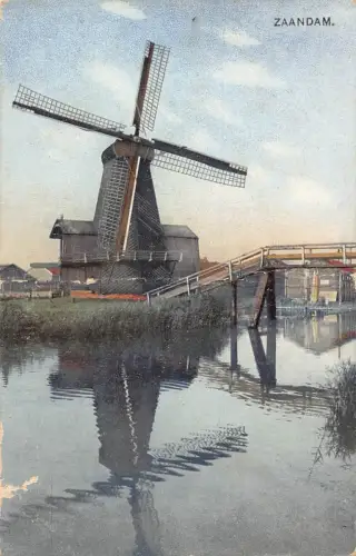 A660 Niederlande Zaandam Windmühle Vintage Postkarte