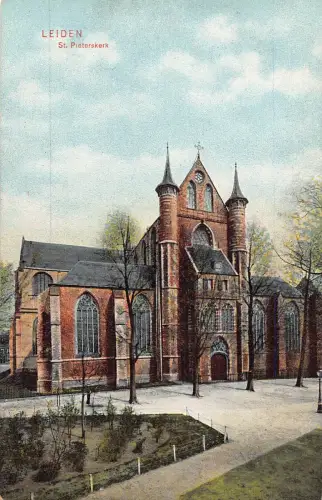A660 Niederlande Leiden St Pieterskerk Kirche Vintage Postkarte