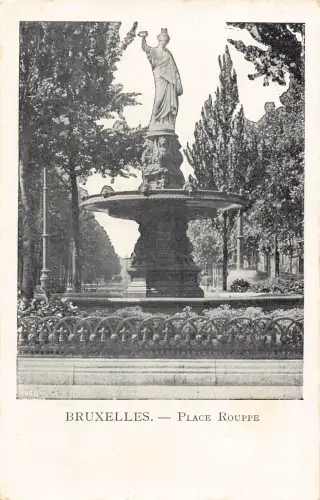 A661 Belgien Bruxelles Brüssel Platz Roupe Brunnen Vintage Postkarte