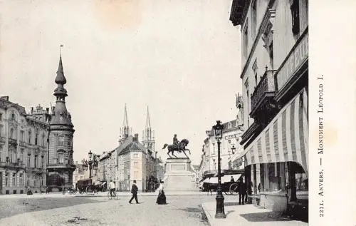 A661 Belgien Anvers Antwerpen Denkmal Leopold I Coiffeur Vintage Postkarte