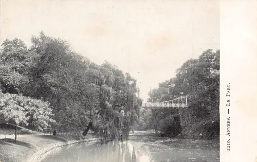 A661 Belgien Anvers Antwerpen Le Parc Park Brücke See Vintage Postkarte