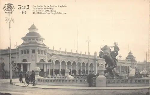 A661 Belgien Gand Ausstellung 1913 Hallen der englischen Sektion Fahrrad Postkarte