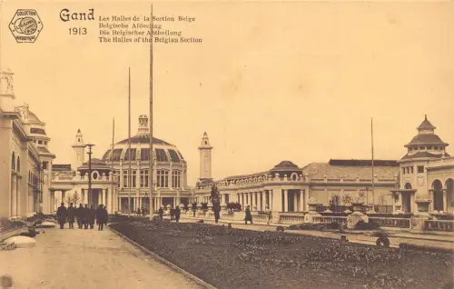 A661 Belgien Ausstellung Gand Gent Halles Belgische Sektion 1913 Vintage Postkarte