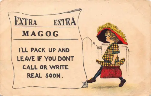 B452 Extra Zeitung Magog Blumenhut Mädchen packe ich ein und lasse Postkarte