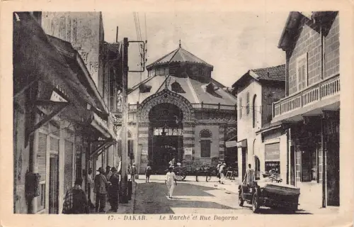 L475 Senegal Dakar Markt und Dagorne Straße Vintage Postkarte