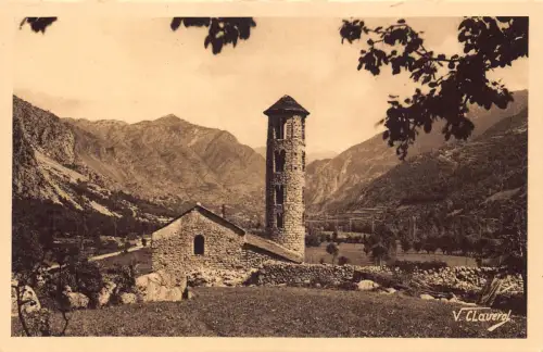 A712 Andorra Clocher Roman de Sainte-Coloma Turm Vintage Postkarte