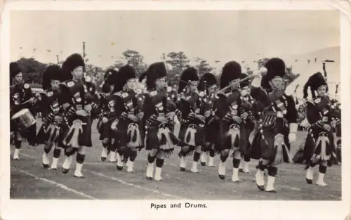 A730 Musik Scottish Guards Fanfare Pfeifen und Trommeln 1953 Postkarte