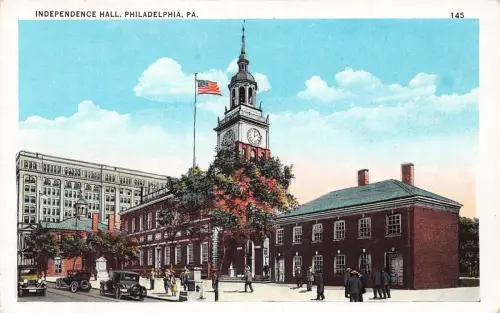 B028 US Pennsylvania Philadelphia Independence Hall Vintage Postkarte