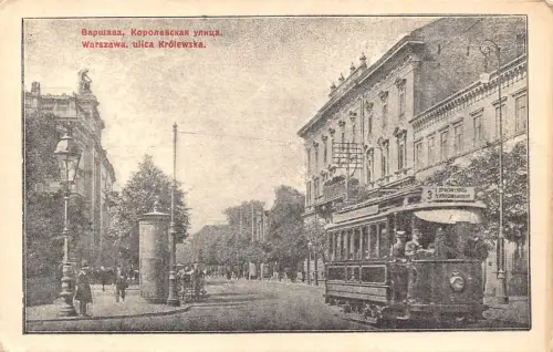 B051 Polen Warschau Warszawa ulica Kroiewska Straßenbahn 3 Linien Vintage Postkarte