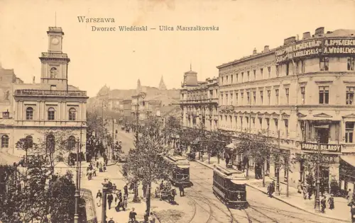 B051 Polen Warschau Warszawa Dworzec Wiedenski Straßenbahn Bilardy Wroblewsklis Postkarte
