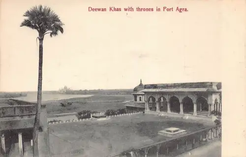 A006 Indien Deewan Khas mit Thronen in Fort Agra Vintage Postkarte