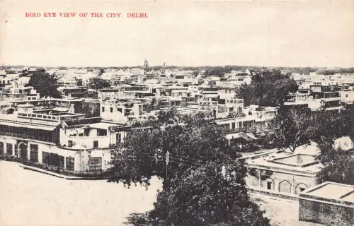 A006 Indien Vogelperspektive Panoramablick Delhi Vintage Postkarte