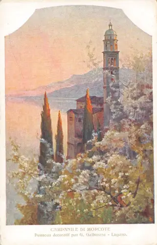 A003 Schweiz Campanii di Morcote Panneau Dekoratif Lugano Turm Postkarte
