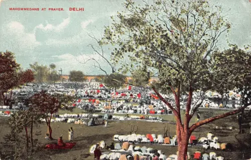 B489 Indien Delhi Mahommedaner beim Gebet Eingeborene Vintage Postkarte