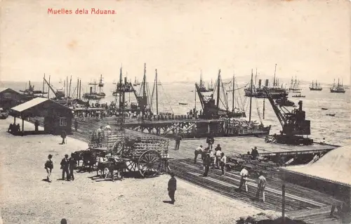 Mexiko Muelles dela Aduana Dampfschiffe Hafen Vintage Postkarte B836