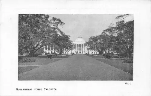 A008 Indien Kalkutta Government House Vintage Postkarte