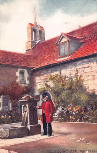 A771 England Old Courtyard Hereford Vintage Postkarte
