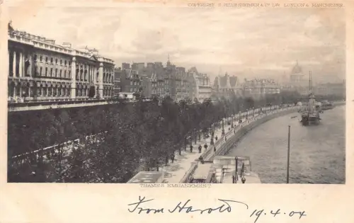 A787 England Thames Embankment London Vintage Postkarte