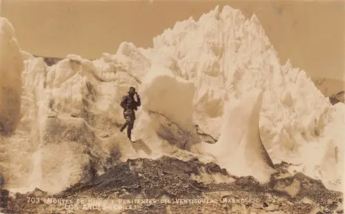 A802 Chile Los Andes Bergsteiger Montes Hielo Penit Ventisquero RPPC Postkarte