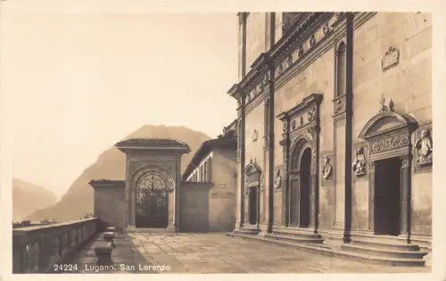 A809 Schweiz Lugano San Lorenzo RPPC Vintage Postkarte