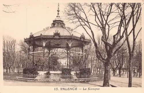 A818 Frankreich Valence Le Kiosque Musikpavillon Vintage Postkarte