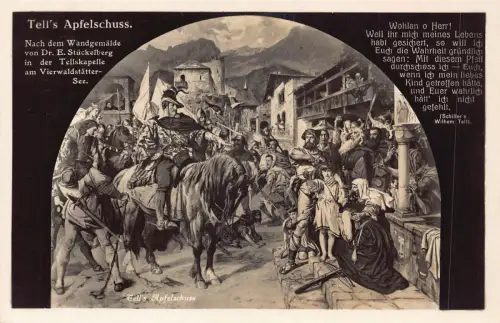 A810 Schweiz Tell's Apfelschuss Schiller Gedicht Kunst Vintage Postkarte