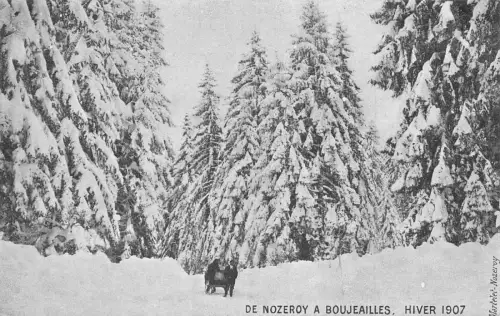 A818 Frankreich Nozeroy a Boujeailles Winter 1907 Schlitten Vintage Postkarte