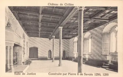 A810 Schweiz Chateau de Chillon Salle de Justice Saal Schloss Postkarte