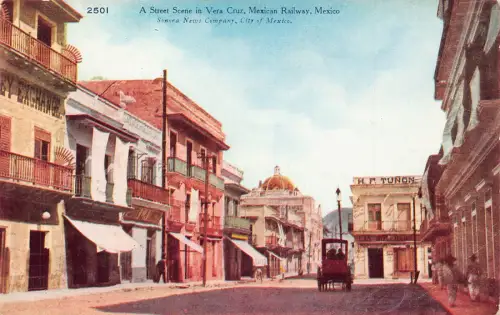 A814 Mexiko Straßenszene in Vera Cruz HF Tunon Exchange Vintage Postkarte
