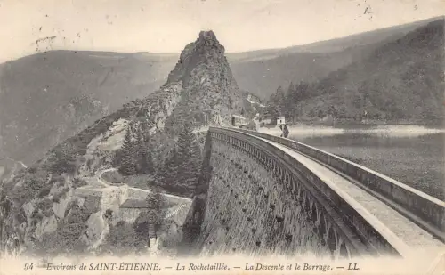 A826 Frankreich Saint Etienne Rochtaillee Descente et Barrage Dam Vintage Postkarte