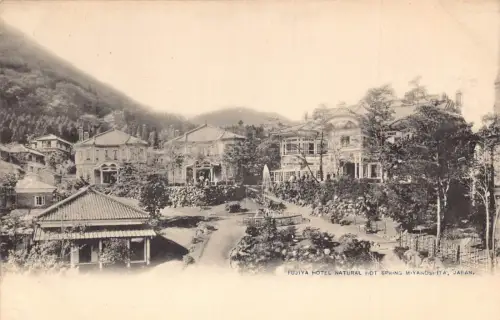 L275 Japan Fujiya Hotel natürliche heiße Quelle Miyanoshita Vintage Postkarte