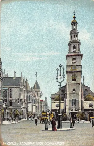 A022 England London Law Courts St Clement Danes Church Vintage Postkarte