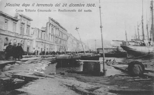 A016 Italien Messina Vittorio Emanuele Straße Erdbeben Katastrophe 1908 Postkarte
