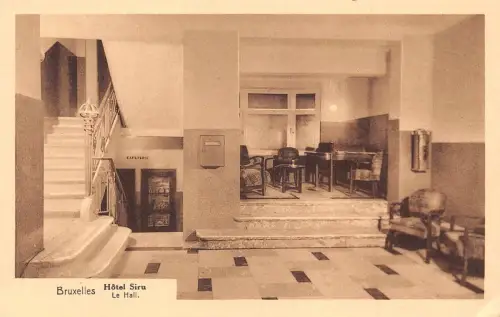 L116 Belgien Brüssel Hotel Siru Hall Interieur Stühle Cafeteria Vintage Postkarte