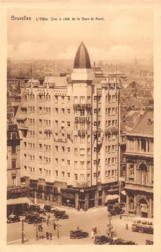 L116 Belgien Hotel Siru Autos Bus Oldtimer Postkarte