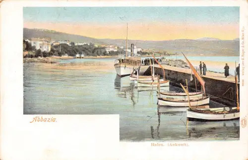 Kroatien Abbazia Opatija Hafen Hafen Boot Dampfschiff Vintage Postkarte B870