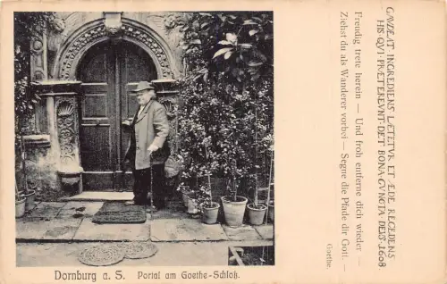 L120 Deutschland Dornburg a S Portal am Goethe Schloss Torwächter Vintage Postkarte