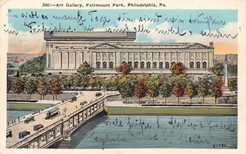 A193 USA 1929 Philadelphia Pennsylvania Art Gallery Fairmount Park Postkarte