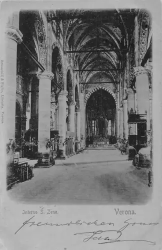 A196 Italien 1899 Verona Interno S Zeno Mondschein Kirche Vintage Postkarte