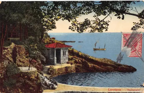 L148 Kroatien 1920 Lovrana Nordstrand Boot Oldtimer Postkarte