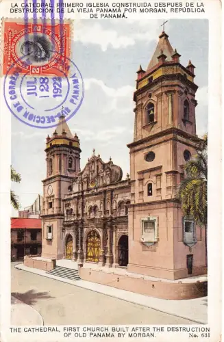 L148 Panama 1923 Kanalzone Kathedrale Vintage Postkarte