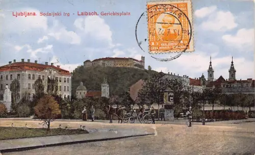 L148 Slowenien 1922 Ljubljana Laibach Gerichtsplatz Vintage Postkarte