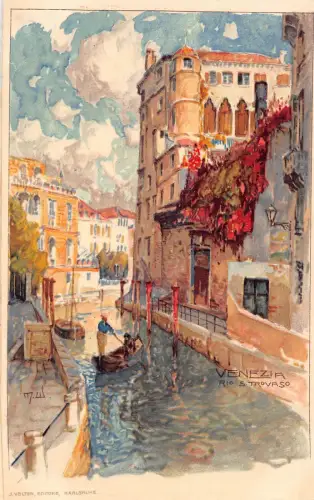 L487 Italien Venedig Venezia Wielandt signierte Vintage Postkarte