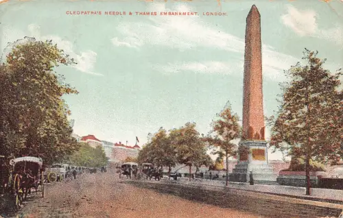 B116 England 1918 Kleopatras Nadel Themse Ufer London Postkarte