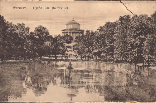 B111 Polen Warszawa Warschau Ogrod Saski Rezerwuar See Vintage Postkarte
